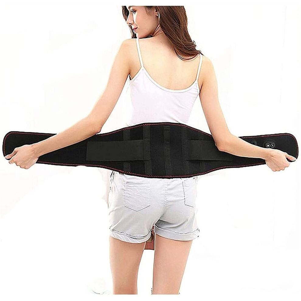 Black Lumbar Support Belt For Lower Back Pain Relief, Heating Massage Brace With Hot Compression And Vibration Therapy