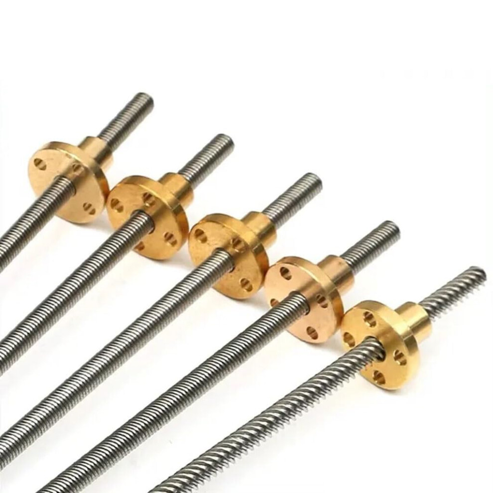 Lead Screw With Nut, 304 Stainless Steel Trapezoidal Screw, 1Mm Pitch, 450Mm Length, Copper Nut, Multiple Sizes Available 6482260684482