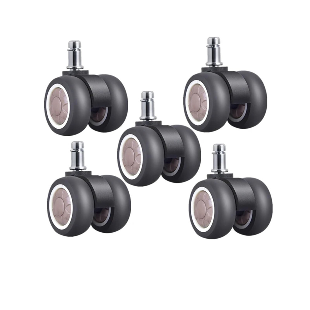 5-Pack 2-Inch Tpr Silent Office Chair Casters With 11Mm Circlip, Model Sjb920-75A, Two-Wheel Design 6493810699719