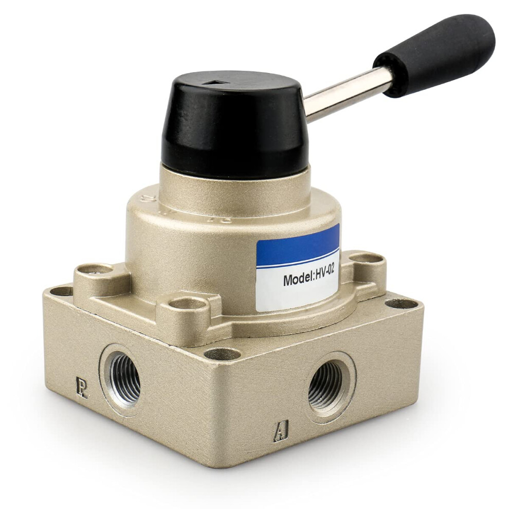 Rotary Lever Hand Valve Hv-02 Pt1/4 Air Flow Control 3 Position 4 Way Pneumatic Valve For Industrial Applications 6947110194356