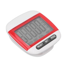 Senioren-Schrittzähler mit LCD-Display, klarer Bildschirm, präzenter Schrittzähler mit Clip, rot