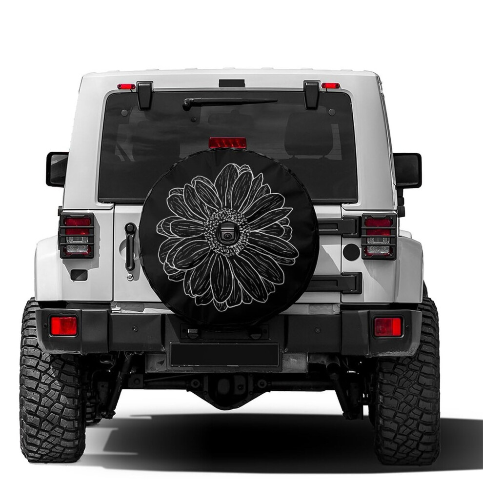 Beautiful Daisy Spare Tire Cover 17 Inch With Backup Camera Hole For Trailer, Rv, Suv And Various Vehicles 6947110194530