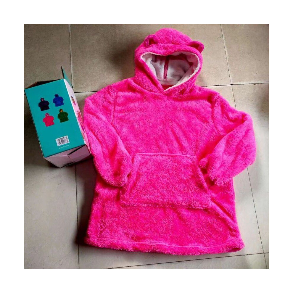 (Red) Hoodie Blanket Kids Oversized Plush Giant Sweatshirt Winter Hooded Fleece Warm