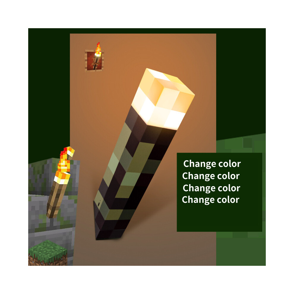 (Voice Control Torch) Up Minecraft Torch Night Lamp Usb Rechargeable Miner Ore Toy Gaming Gift Light