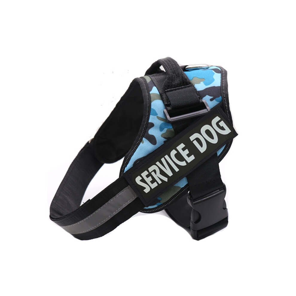 (Blue, M?24-46catty?) Dog Strong Harness No Pull Premium Dog Puppy Harness Adjustable Reflective Vest