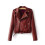 (Wne, XXL) Women Solid Color Slim Fit Casual Basic Motorcycle Style Zipper Leather Jacket 1