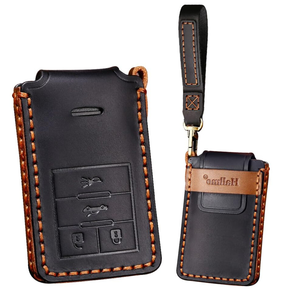 Car Key Fob Cover Case For Cadillac Srx Sls Cts Xts Dts Corvette C7 Xlr Leather Key Holder 4 Buttons Black 6947110195018