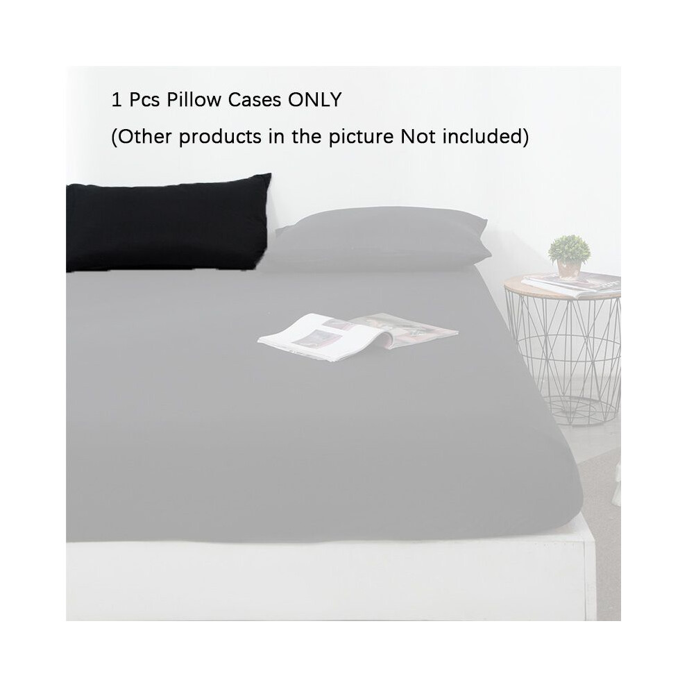 (Black-Pillow Case,Pillow Case Only-45x75cm)Drap housse profond 1525 cm taie d'oreiller draps de lit simple double king couleur unie