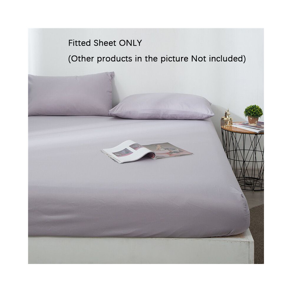 (Grey-Fitted Sheet,King-150x200+25cm)Drap housse profond 1525 cm taie d'oreiller draps de lit simple double king couleur unie