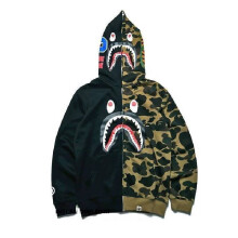 (Black, S) Ape Bape Bathing Jacket Shark Head Camo Full Zip Hoodie Clothes Long Sleeve