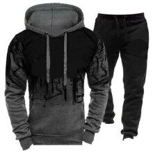 (DarkGray, XL) Jogging Tracksuit Mens Hoodie Coat Jacket Trousers Pants Sports Set Sweat Suit