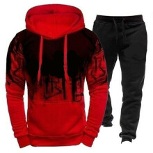 (Red, XL) Jogging Tracksuit Mens Hoodie Coat Jacket Trousers Pants Sports Set Sweat Suit