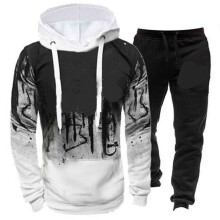 (White, XL) Jogging Tracksuit Mens Hoodie Coat Jacket Trousers Pants Sports Set Sweat Suit