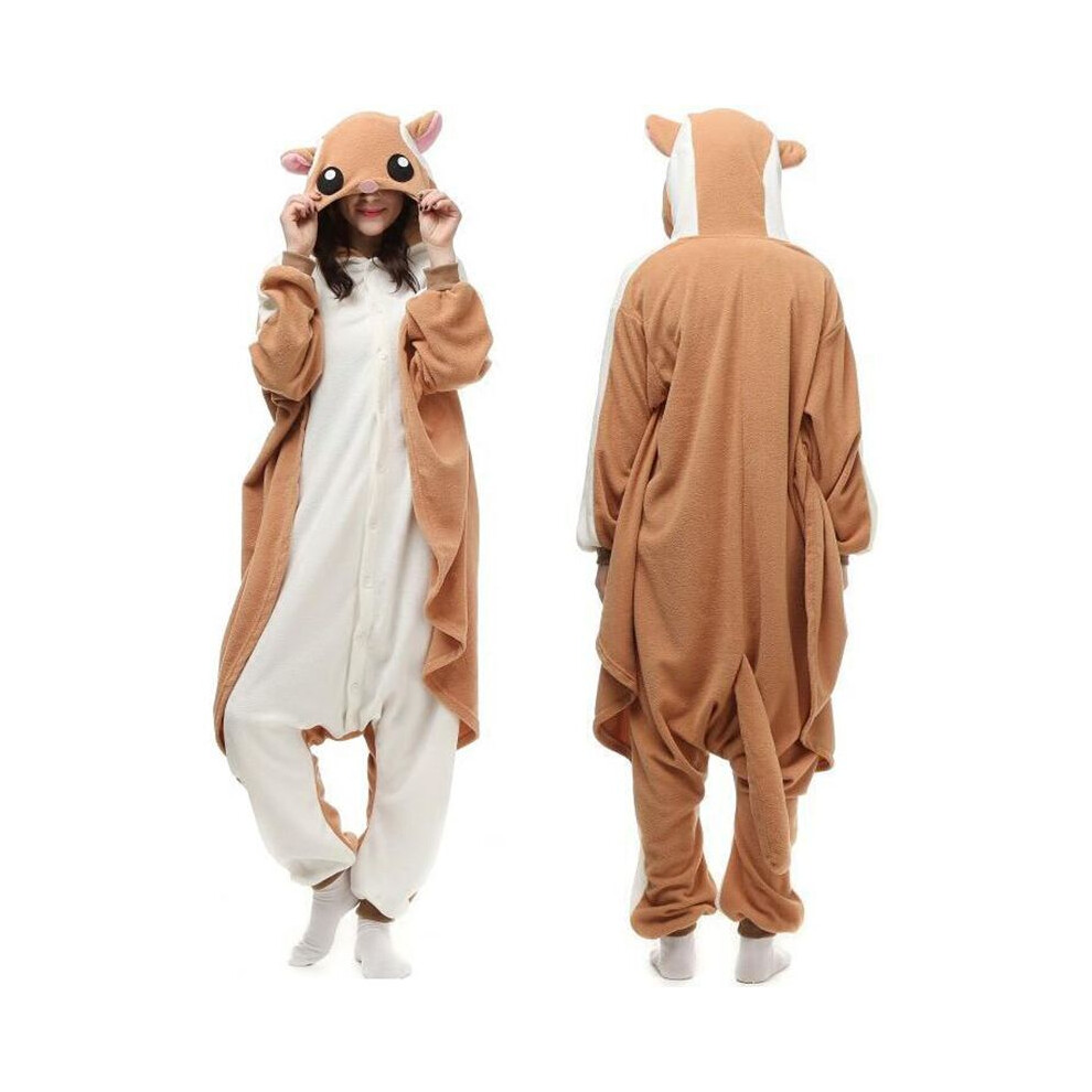 (Khaki Flying Squirrel, M) Cosplay Lion Unisex Costume Adult Onesie Jumpsuit Lounge Wear Kigurumi Pyjamas