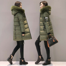 (Army Green, XL) Warm Winter Women Long Jacket Fur Hooded Parka Ladies Coat Outwear Collar