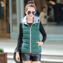 (Green, L) Sleeveless Jacket Women Vest Ladies Bodywarmer Sleeveless Waistcoat Hooded
