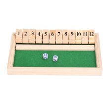 Gioco da tavolo con dadi 12N piastrelle ribaltabili in pino 27.3x16x2.5cm