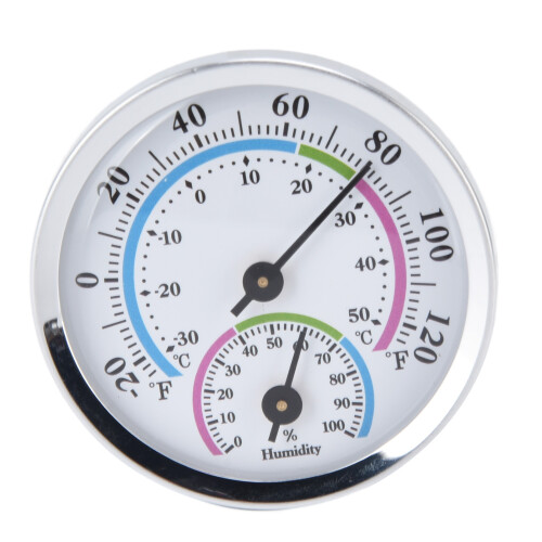 Mini Indoor Thermometer Hygrometer 2-in-1, Silver, No Battery Needed 1