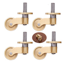 Mobile Furniture Casters 4-Pack, Brass Metal Wheels for Sofa, Piano, Coffee Table, Heavy-Duty Caster Replacement