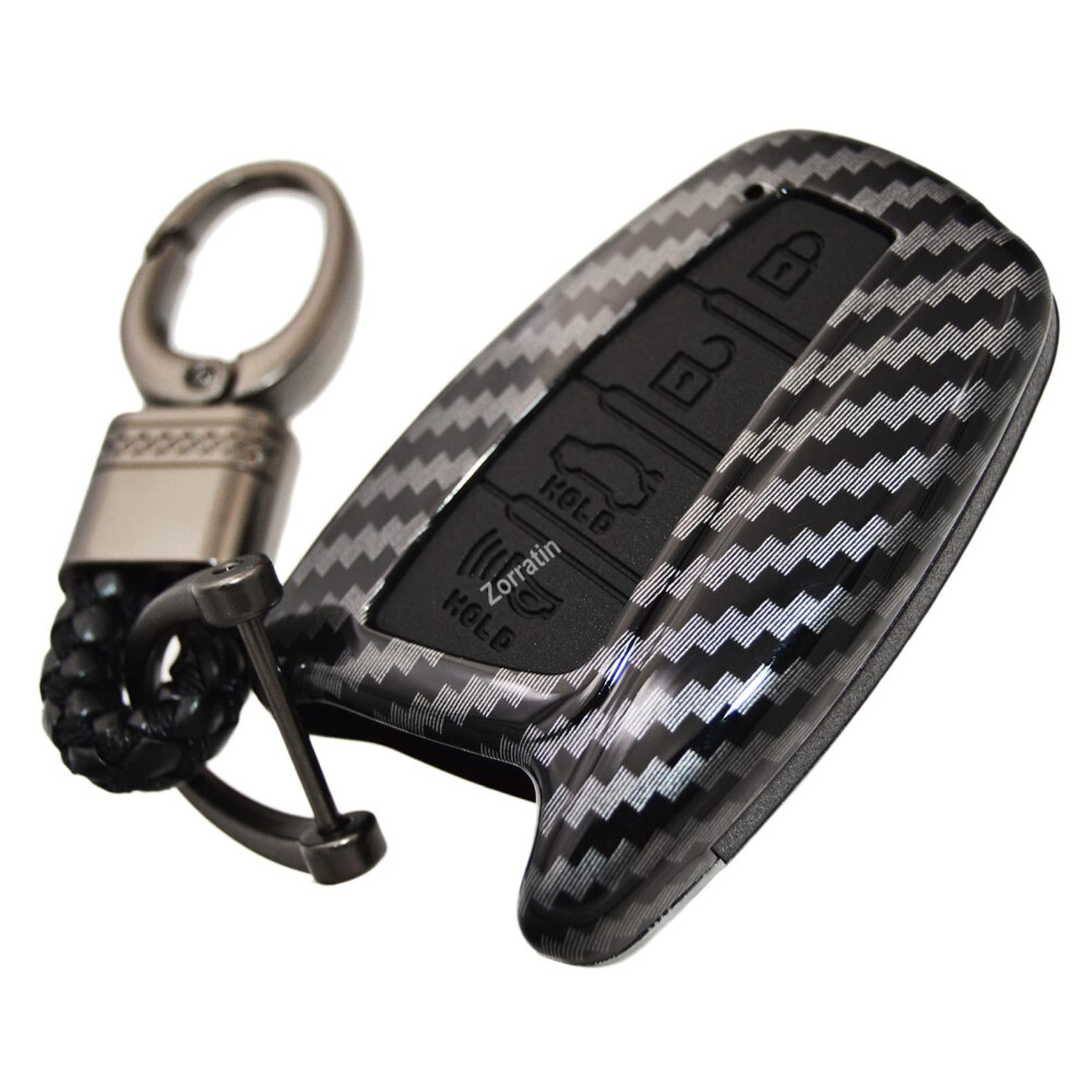 2-Layers Hybrid Combo Carbon Key Fob Cover Case Protector For Hyundai Azera Equus Santa Fe With Premium Material And Durable Design 6482260686196