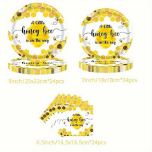 Bee theme disposable tableware paper plate paper towel paper cup set non-laminated