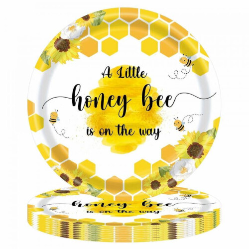 Bee theme disposable tableware paper plate paper towel paper cup set non-laminated 1