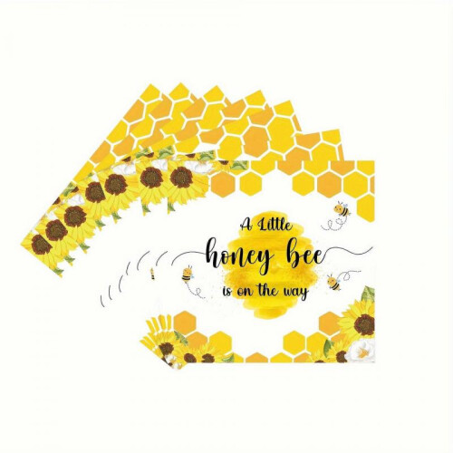Bee theme disposable tableware paper plate paper towel paper cup set non-laminated 2