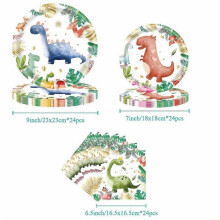 Cartoon dinosaur theme party tableware set paper plate paper towel party decorations