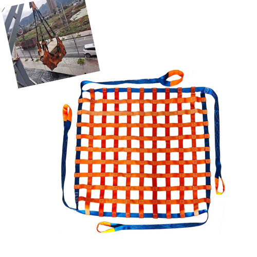Nylon Cargo Net for Safe Lifting - Tear-Resistant Polyester Sling, Adjustable Load-Bearing Straps, Size 1X