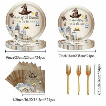 Magic wizard theme party tableware paper plate paper towel paper cup fork set party supplies