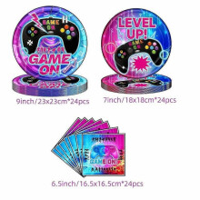 Game handle theme disposable tableware paper plate paper towel paper cup set non-laminated