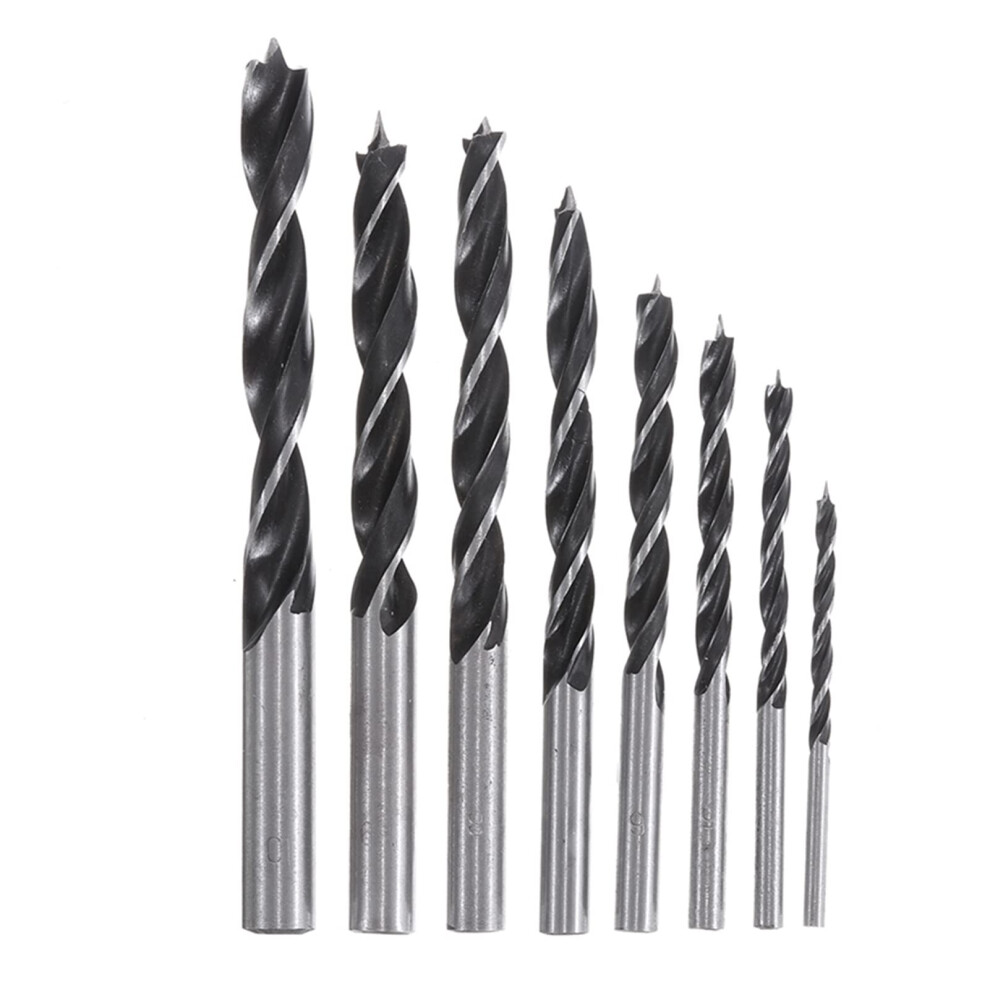 8Pcs Twist Drill Bits Set Carbon Steel Auger Power Tools 3-10Mm Sizes With Storage Box For Woodworking 6947110196664