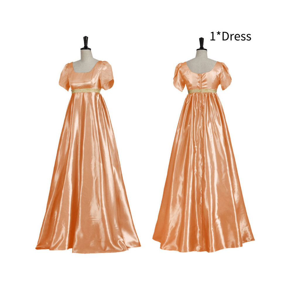 (Orange,Xxxl)Disfraz Cosplay Siglo Xix Vestido De Baile PoliéSter Cintura Vestido De ColeccióN Para Mujer-image
