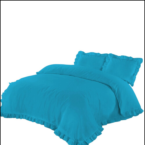 Ruffle Santiago Frill Duvet Quilt Bedding Cover Sheets (Double) 1
