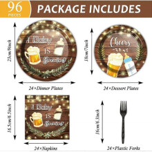 96pcs Baby is Brewing Baby Shower Party Supplies Set Plates Napkins Tableware Set