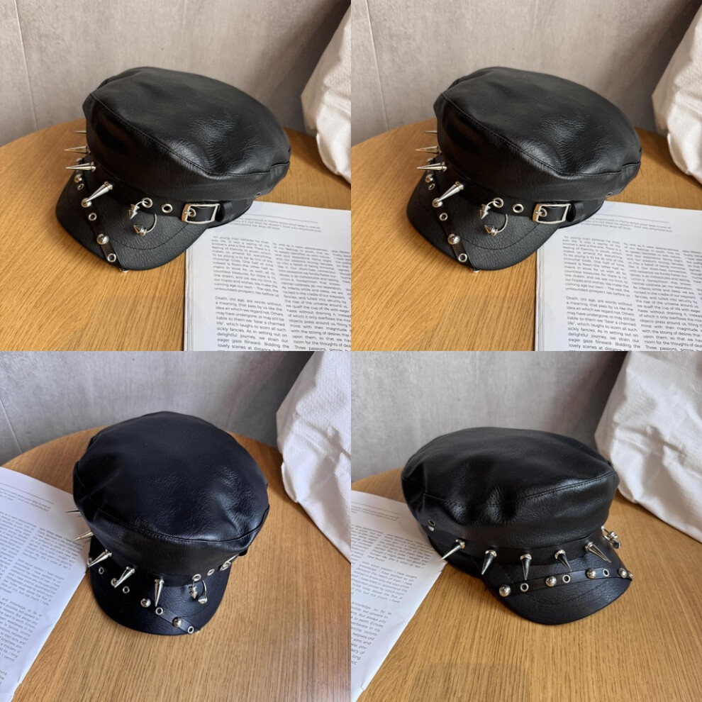 Color Rivet Solid Alternative Streetwear Flat Top Hat Waterproof Punk Fans Goth-image-OPC-PJNVWCJ-NEW