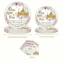 Castle pattern 1st birthday theme party tableware set, paper plates, paper towels and party decorations