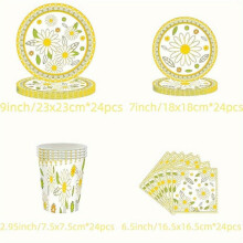 Daisy theme disposable tableware paper plate paper towel paper cup set non-laminated