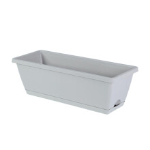 Window Box Planter Set of 2, Light Grey Rectangular Plant Containers for Outdoor Decoration and Organizing Flowers