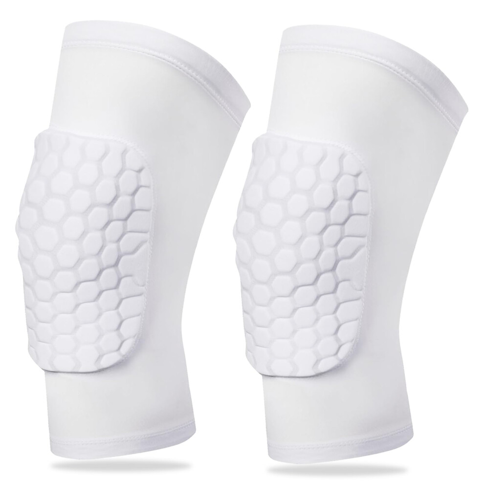 Knee Compression Pads - Honeycomb Padding Knee Sleeve for Basketball and Volleyball, Non-Slip Design, White, M Size, Soft Knee Brace for Men and Women-image-OPC-PJNVWZ2-NEW