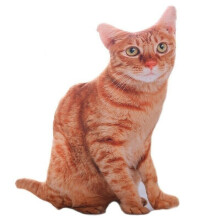 (Orange)50 cm simulation 3D chat oreiller animal poupée coussin jet oreiller peluche décoration jouet