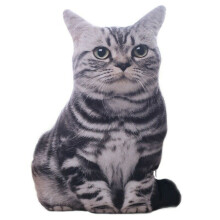 (Black)50 cm simulation 3D chat oreiller animal poupée coussin jet oreiller peluche décoration jouet