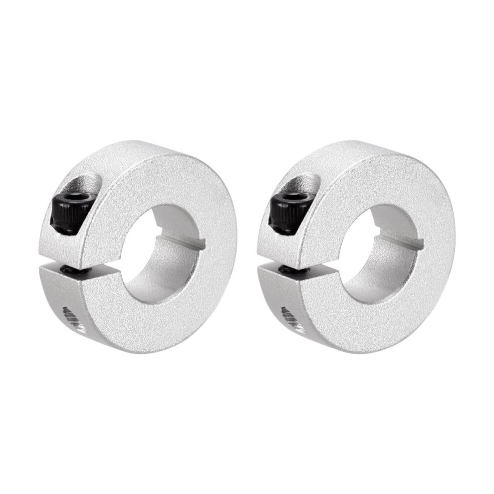 Shaft Collar 0.55 Inch Single Split Aluminum Set Screw Collar Silver Tone 2 Pack For Secure Shaft Positioning 6947110197685