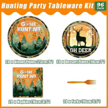 96pcs Hunting Camouflage Party Paper Plates Napkins Deer Baby Shower Birthday Party Decorations