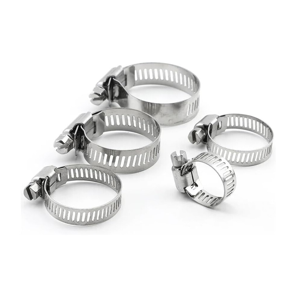 Hose Clamp, Adjustable Worm Gear Hose Clamps Set Of 2/5/10Pcs, Stainless Steel 6-95Mm Hose Clips For Water And Gas Pipes 6276012504896