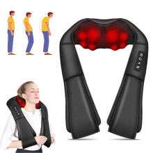 Neck Massager with Heat, Relax Pro Neck and Back Massager, Black, Ergonomic Design, Portable Electric Device