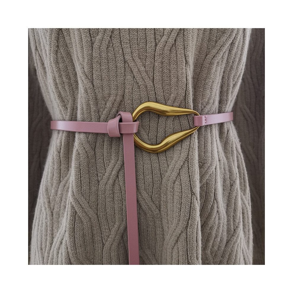 (Apricot, 110cm) Waist Womens Leather Strap With Metal Buckle For Women Fashion Wear Daily And-image-OPC-PJNWMSN-NEW