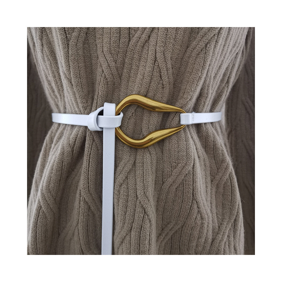 (White, 110cm) Waist Womens Leather Strap With Metal Buckle For Women Fashion Wear Daily And-image-OPC-PJNWMSB-NEW