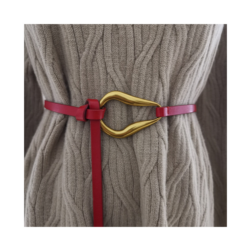 (Red, 120cm) Womens Waist Leather Strap With Metal Buckle For Women Fashion Wear Daily And-image-OPC-PJNWNDH-NEW