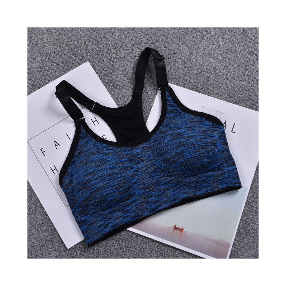 (Blue,M)Soutien-gorge de sport actif rembourré pour femmes hauts gilet gym fitness yoga course gym soutien-gorge